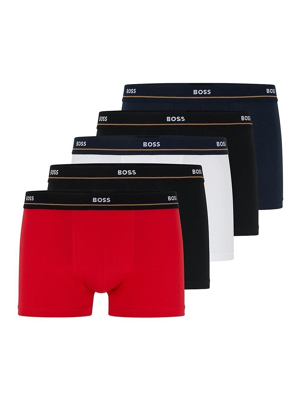 Mens Five-pack of stretch-cotton trunks with logo waistbands Product Image