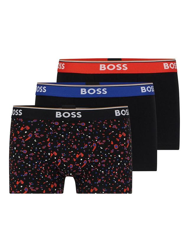 Mens Triple-Pack Of Stretch-Cotton Trunks With Logo Waistbands Product Image