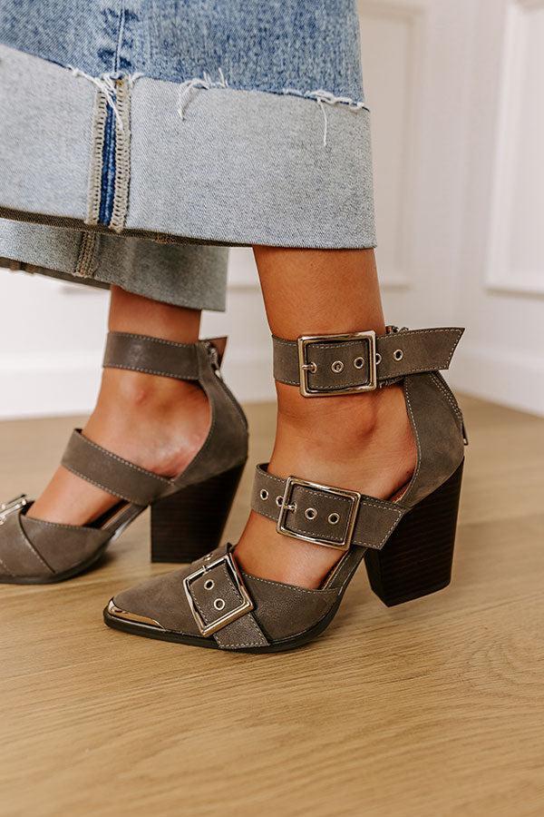 The Charlotte Faux Leather Heel in Dark Grey Product Image