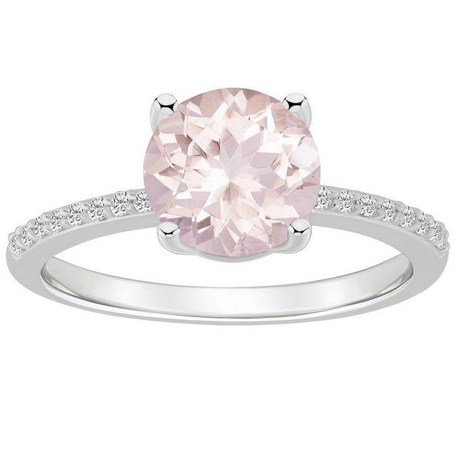 Alyson Layne 14k White Gold Round Morganite & 1/10 Carat T.W. Diamond Ring, Womens Product Image