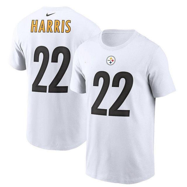 Mens Nike Najee Harris White Pittsburgh Steelers Player Name and Number T-shirt Product Image