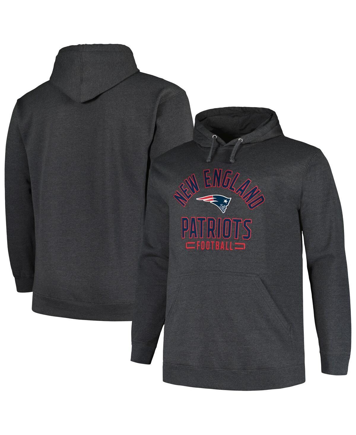 Mens Fanatics Branded Heather Charcoal New England Patriots Big & Tall Pullover Hoodie Grey Product Image