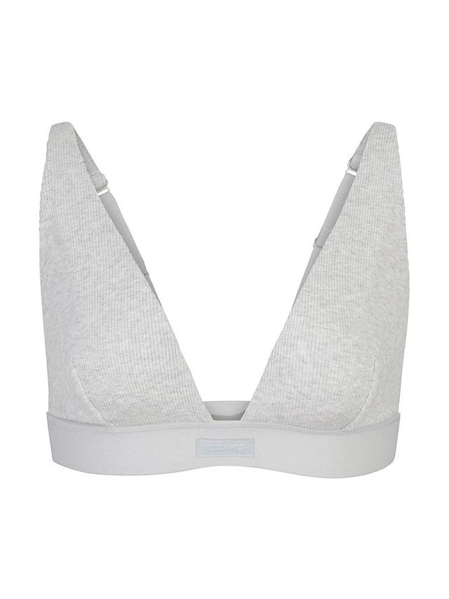 Womens Cotton Rib Plunge Bralette Product Image