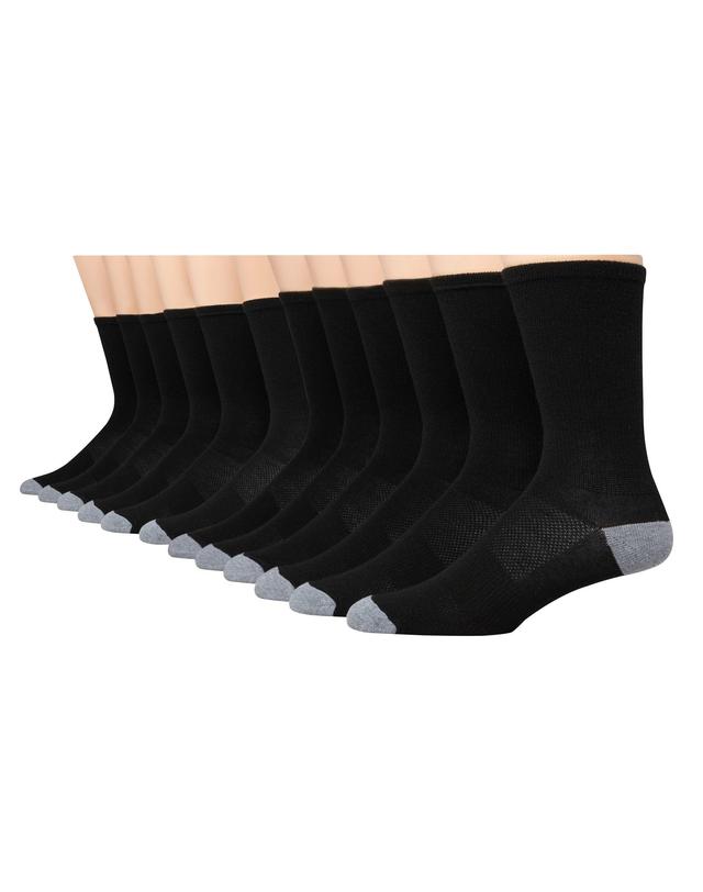 Hanes X-Temp Mens Lightweight Crew Socks, Shoe Sizes 6-12, 12-Pairs Black Product Image