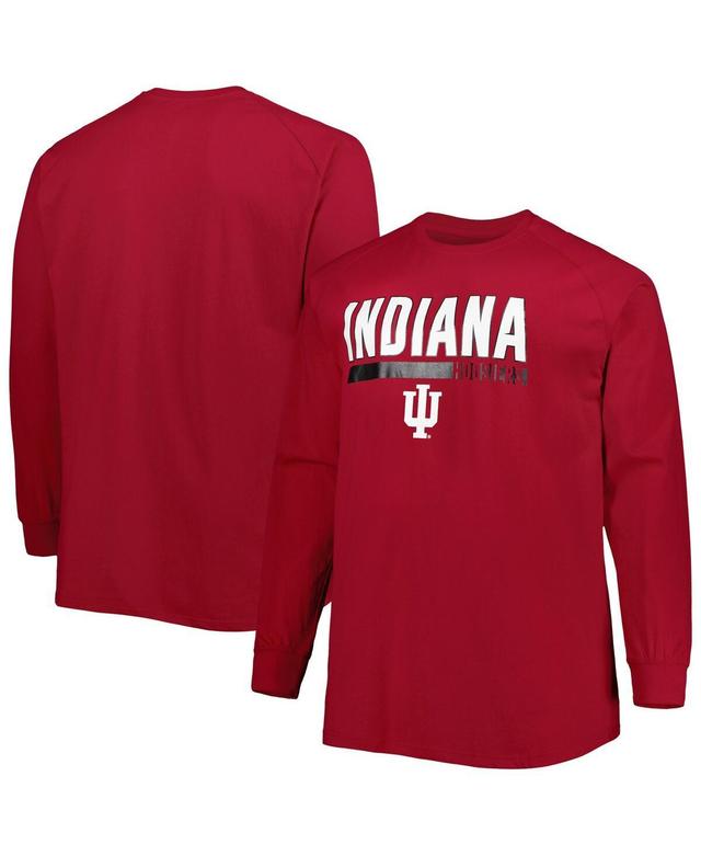 Mens Crimson Indiana Hoosiers Big and Tall Two-Hit Raglan Long Sleeve T-shirt Product Image