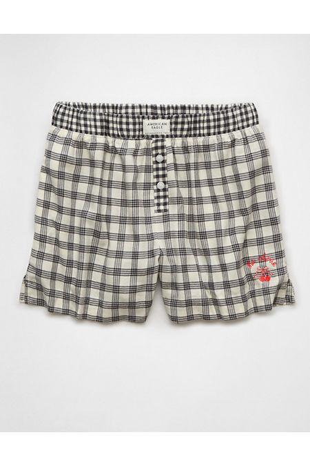 AE Flannel Boxer Sleep Shorts Women's Product Image