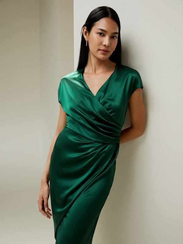 Draped Silk Midi-Dress Product Image