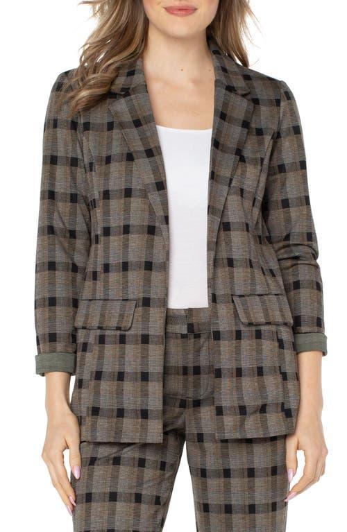 Liverpool Los Angeles Boyfriend Blazer with Princess Darts (Black Granola Linear Plaid) Women's Clothing Product Image