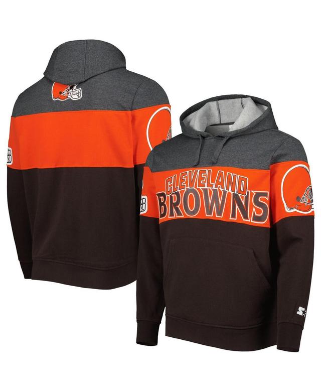 Mens Starter Brown/Heather Charcoal Cleveland Browns Extreme Pullover Hoodie Product Image