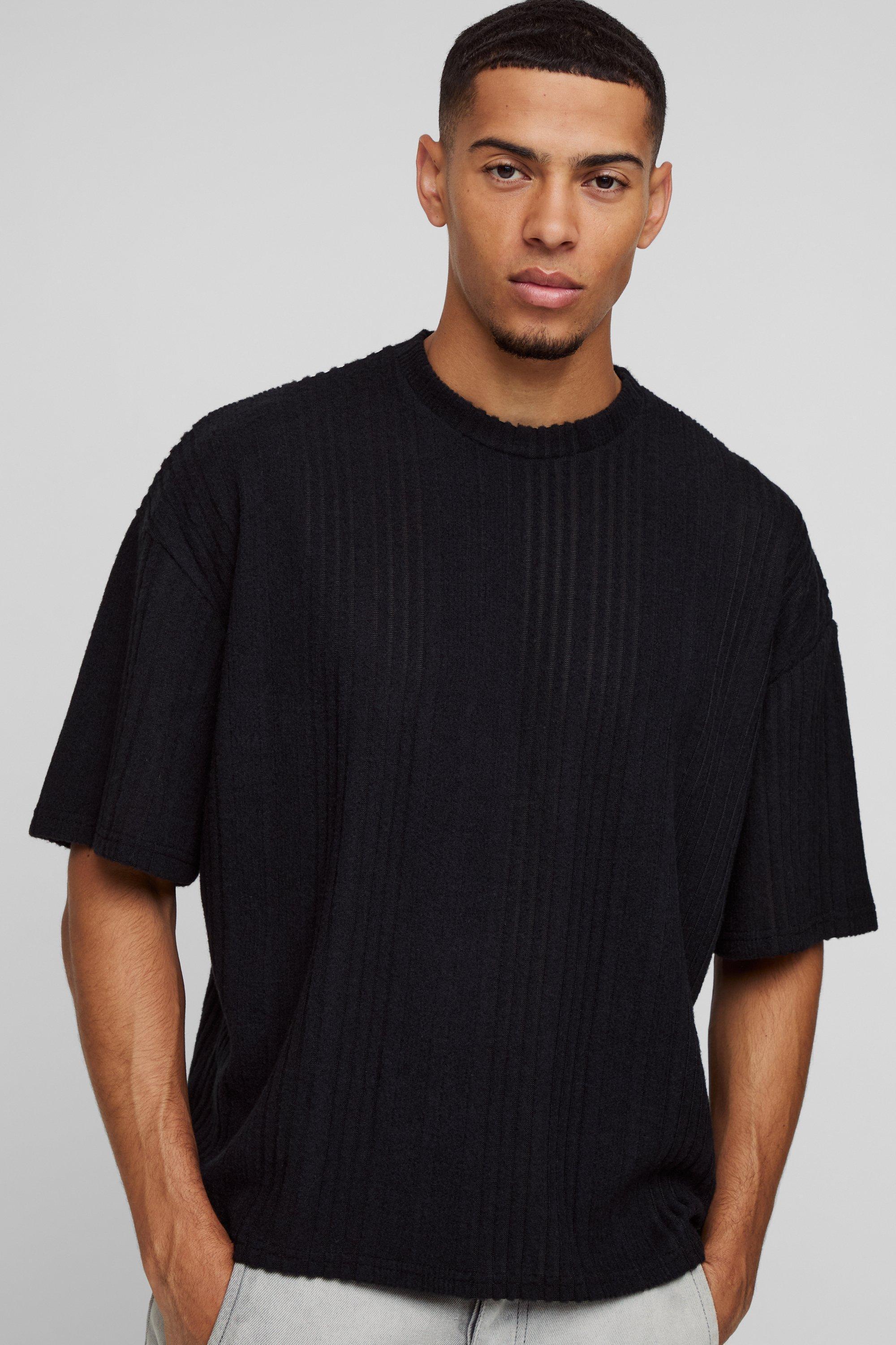 Oversized Marl Brushed Rib T-shirt | boohooMAN USA Product Image