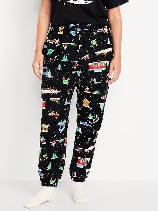 High-Waisted Flannel Pajama Joggers Product Image