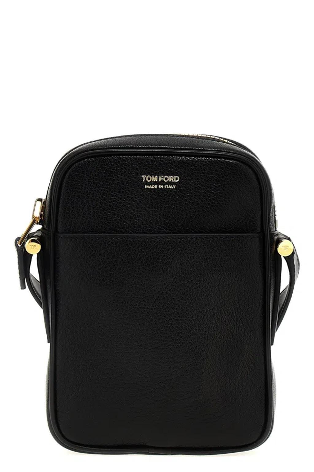 Men Logo Leather Shoulder Strap In Black Product Image