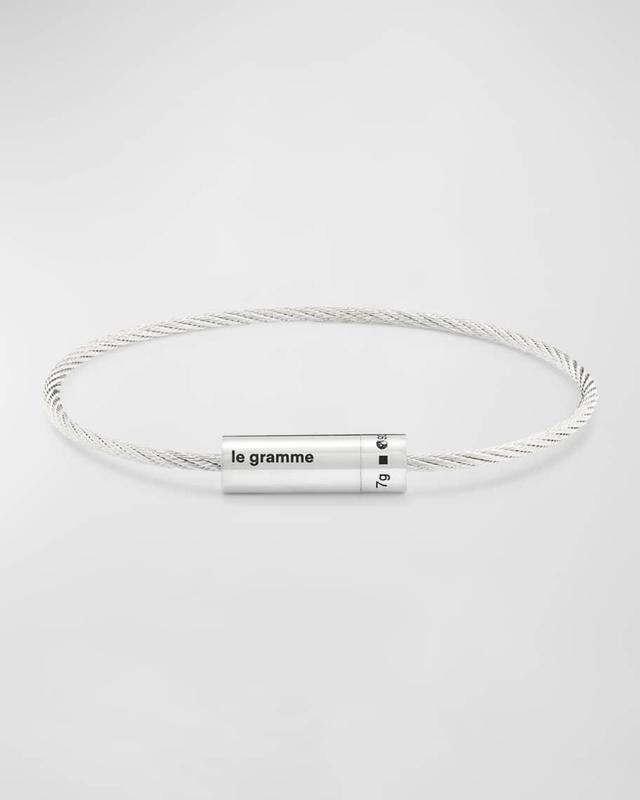 Men's Polished Sterling Silver Cable Bracelet Product Image