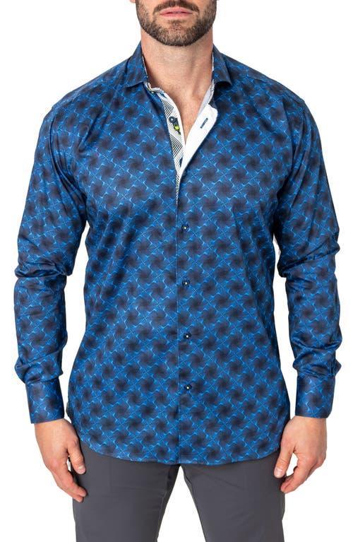 Maceoo Einstein Regular Fit Crossover Blue Button-Up Shirt Product Image