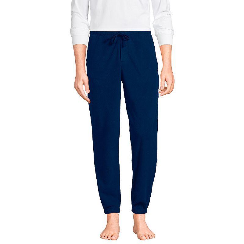 Mens Lands End Fleece Lounge Jogger Pants Deep Blue Product Image