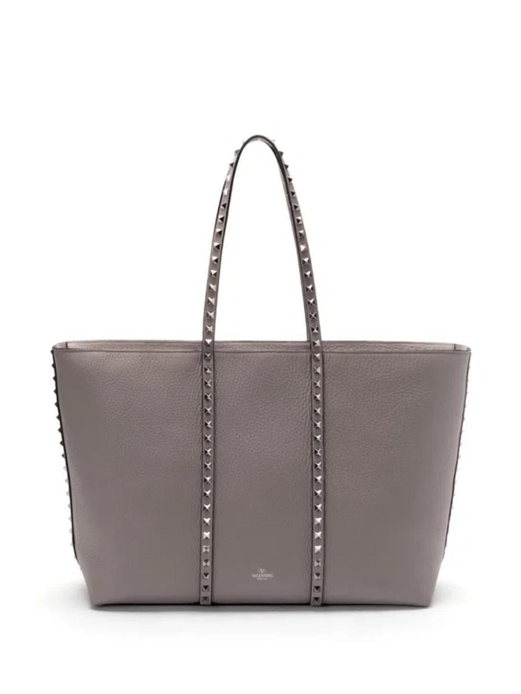 VALENTINO GARAVANI Rockstud Mini Tote Handbag In Gray Product Image