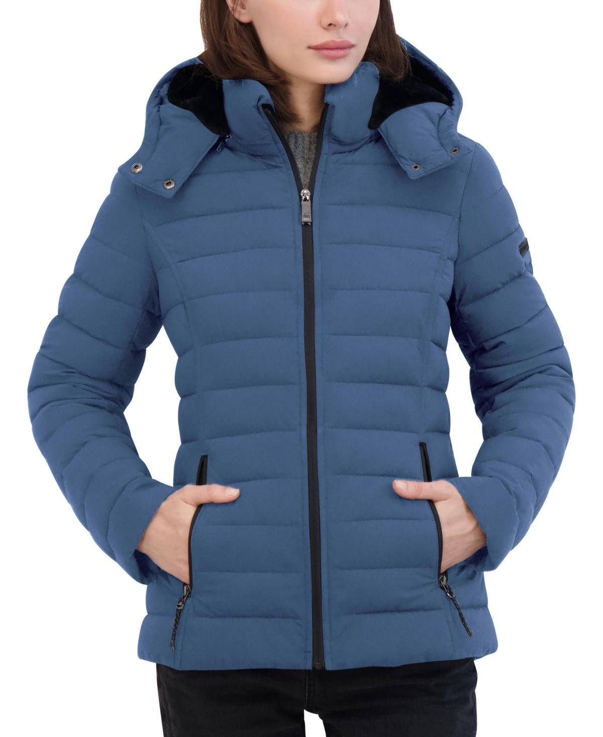 Nautica Womens Faux-Fur-Trim Hooded Packable Puffer Coat Product Image