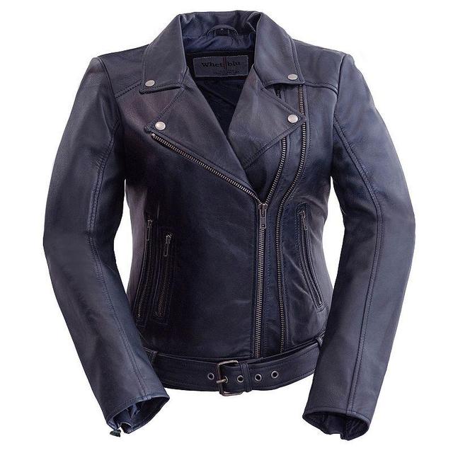 Womens Whet Blu Chloe Asymmetrical Leather Jacket Purple Product Image