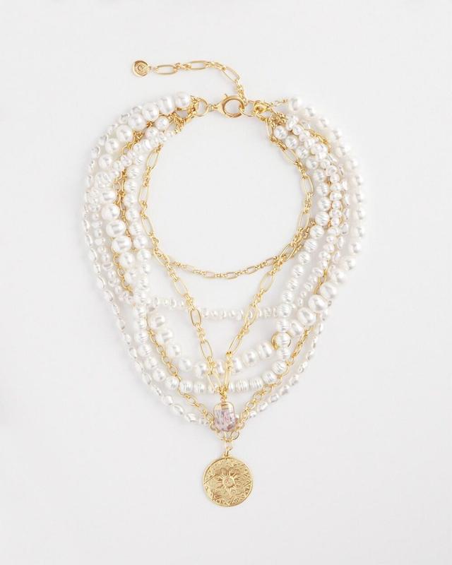 Convertible Faux Pearl Collar Necklace Product Image