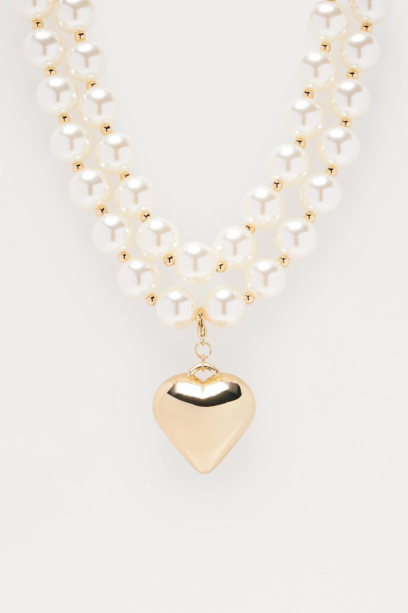 Wrapped Up In Pearls Necklace - White/Gold Product Image