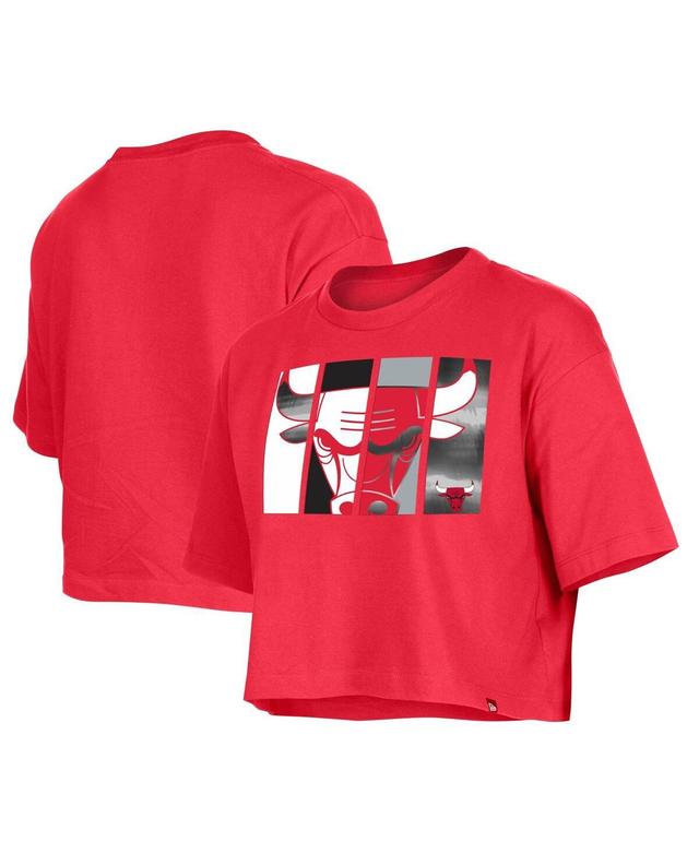 Womens New Era Red Chicago Bulls Cropped T-shirt Product Image