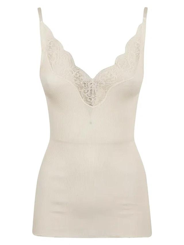 Laced Ribbed Top In Natural Product Image