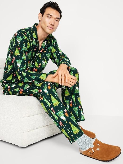 Printed Flannel Pajama Set Product Image