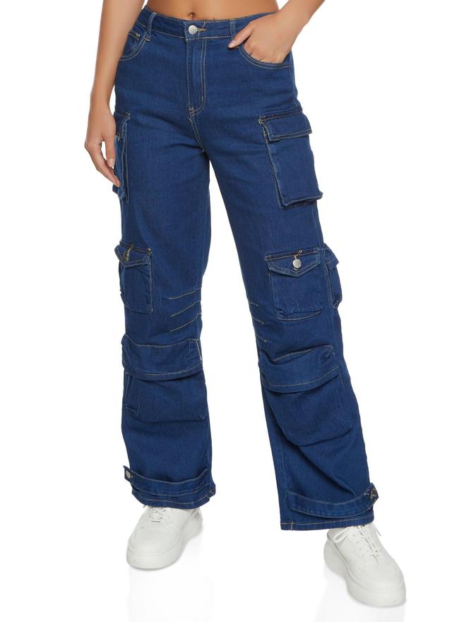 Womens Straight Leg Cargo Jeans Product Image