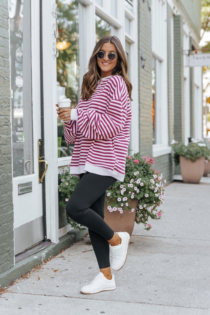 Free People Cherry Combo Classic Striped Sweater Product Image