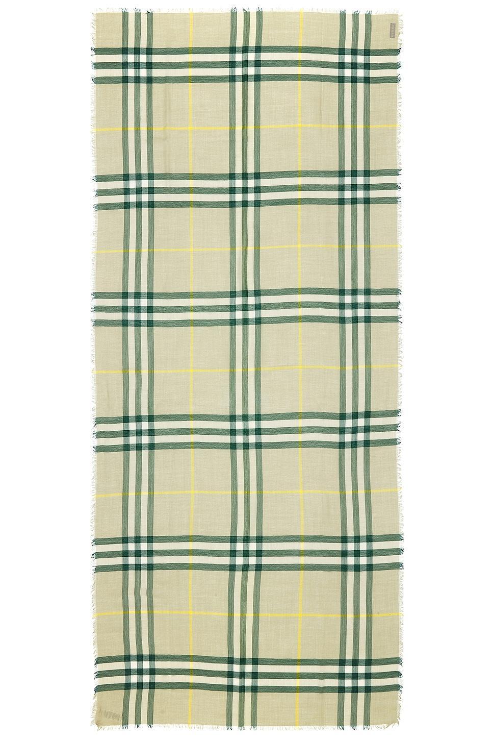 Burberry Check Print Scarf Green.. Product Image