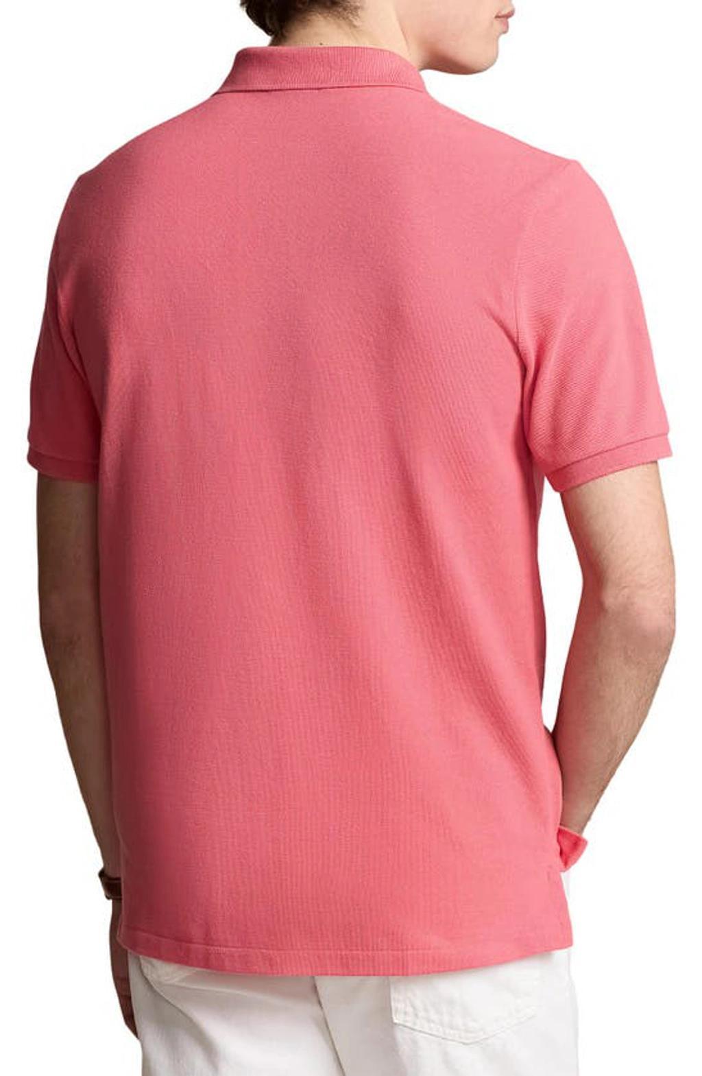 Custom Slim Fit Mesh Polo Shirt In Pale Red Product Image