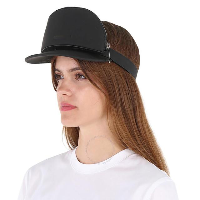 BURBERRY Black Zip Detail Visor Hat Product Image