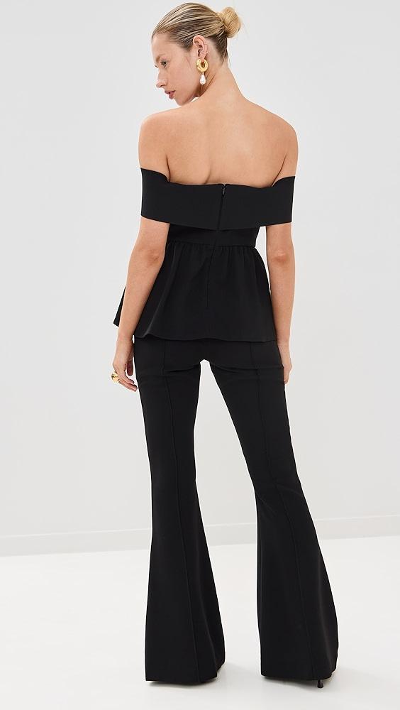 Self Portrait Black Crepe Off Shoulder Jumpsuit | Shopbop Product Image