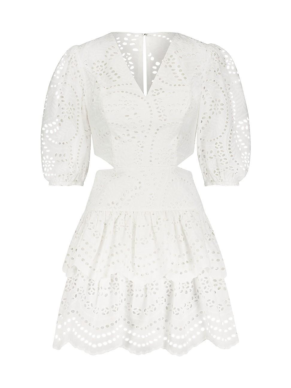 Womens Eyelet Lace Fit-&-Flare Cocktail Dress Product Image