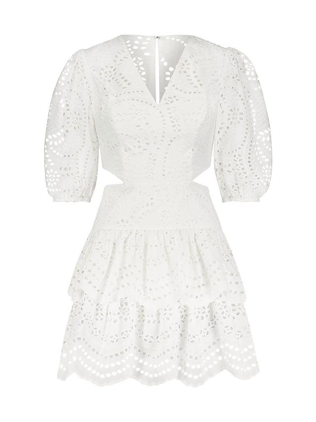 Womens Eyelet Lace Fit-&-Flare Cocktail Dress Product Image