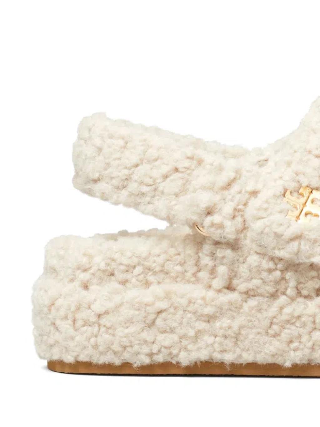 TORY BURCH Kira Shearling Sandals In White Product Image