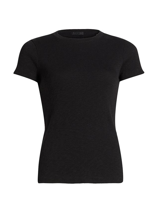 Womens Rib-Knit Short-Sleeve T-Shirt Product Image