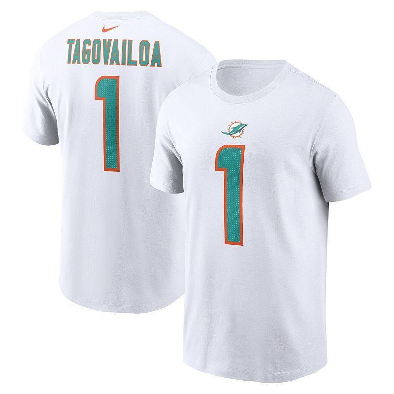 Mens Nike Tua Tagovailoa White Miami Dolphins Player Name and Number T-shirt Product Image