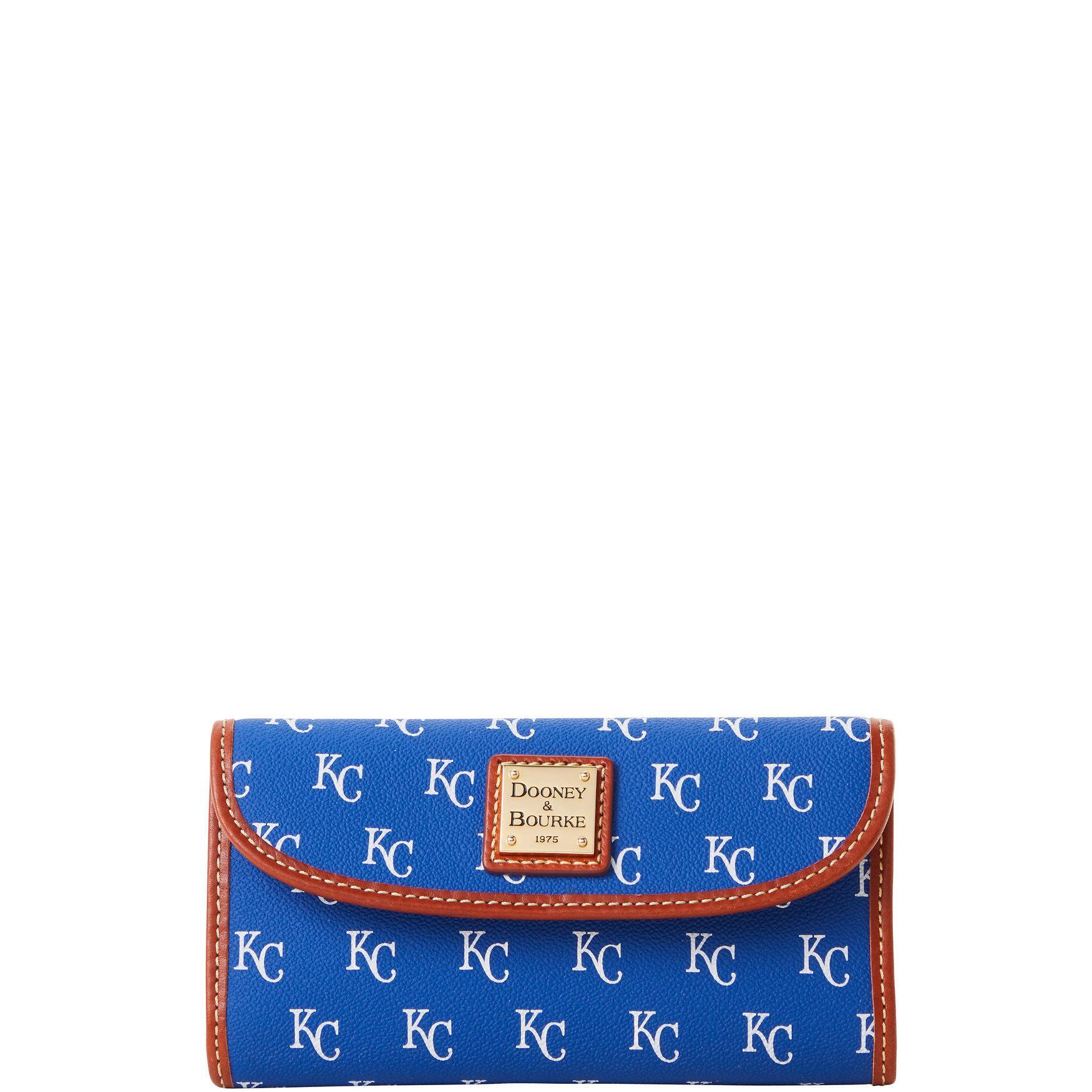 Dooney & Bourke Womens MLB Royals Continental Coated Cotton Clutch in Blue Product Image