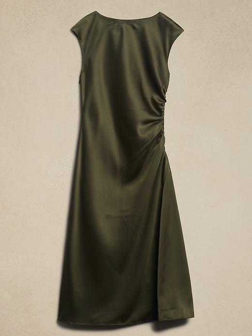 Shirred-Side Satin Midi Dress Product Image