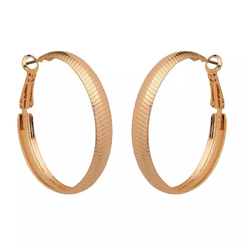 Emberly Gold Tone Oversized Ribbed Hoop Earrings, Womens Product Image