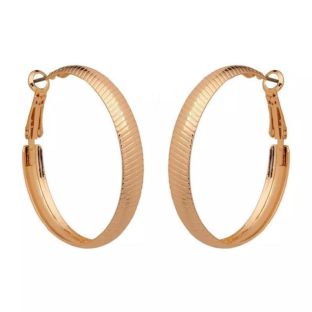 Emberly Gold Tone Oversized Ribbed Hoop Earrings, Womens, None Product Image