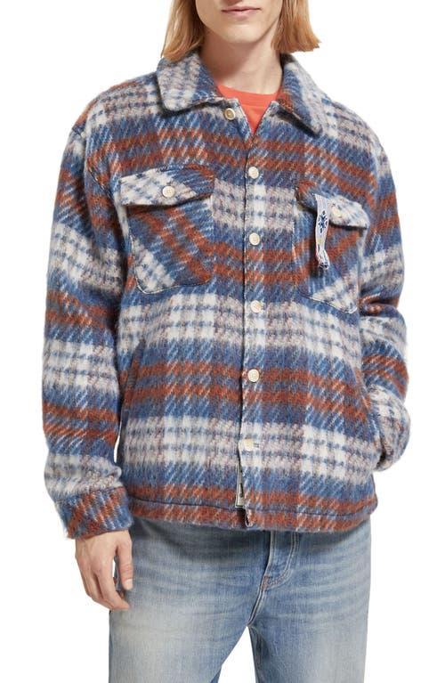 Scotch & Soda Plaid Brushed Flannel Button-Up Overshirt Product Image