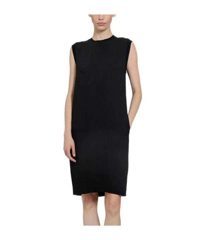 TOTÊME Crew-neck Crepe Midi Dress In Black Product Image