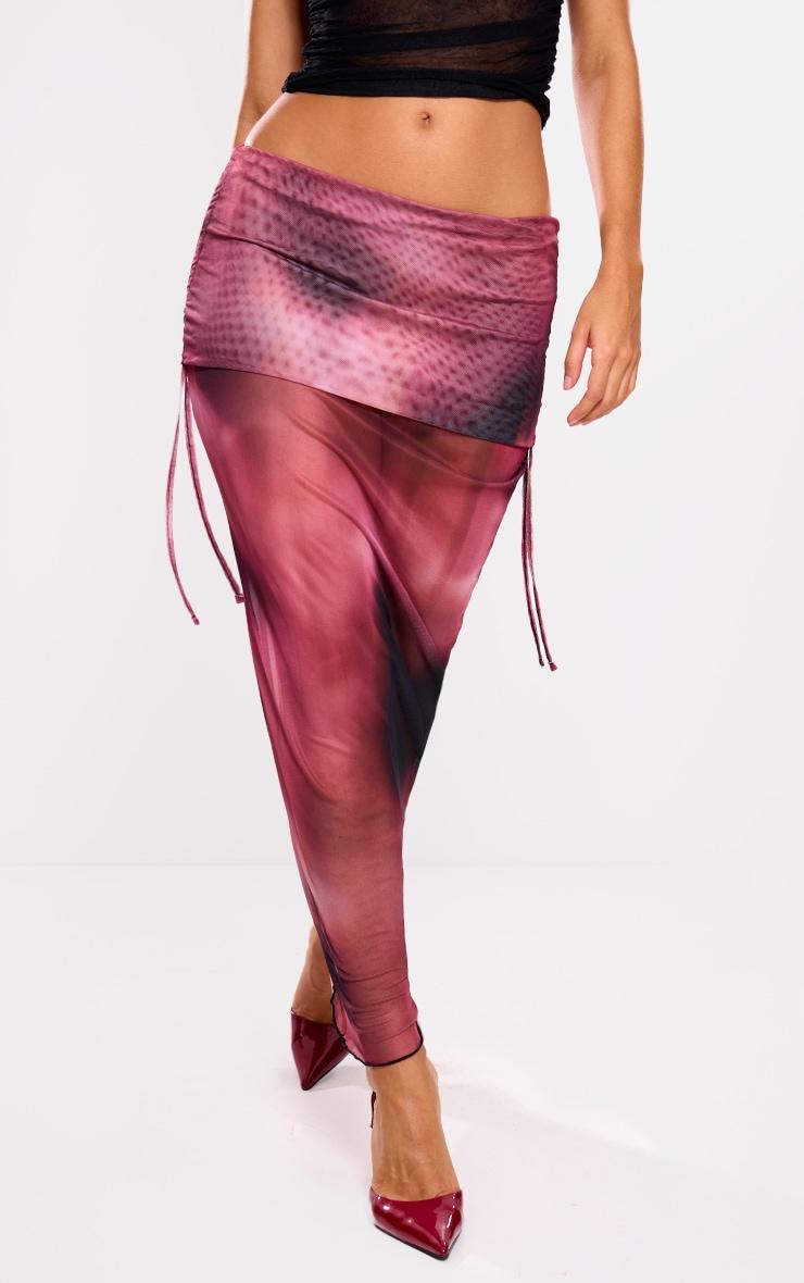 Purple Ombre Print Fold Over Waistband Maxi Skirt Product Image