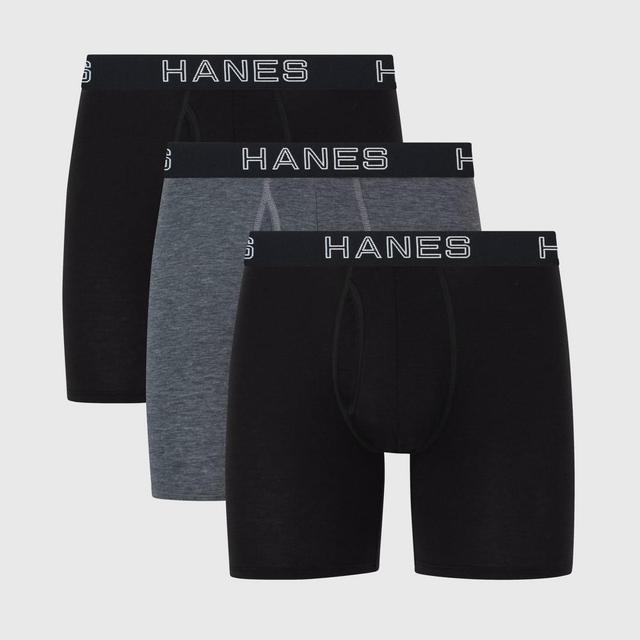 Hanes Premium Mens 3pk Boxer Briefs Total Support Pouch Black M Product Image