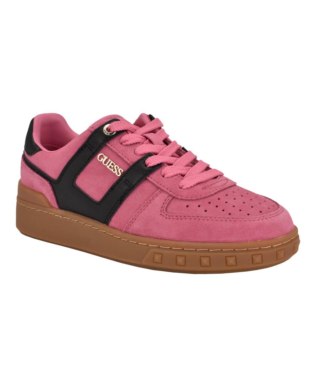 Guess Womens Inart Low Profile Sporty Gum Bottom Lace Up Sneakers - Medium Pink Product Image