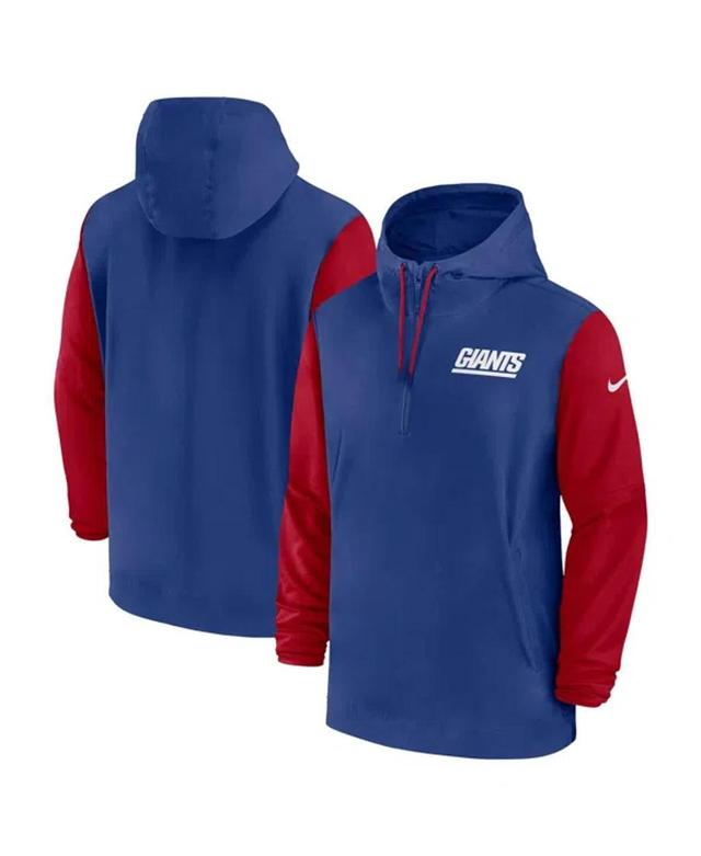 NIKE Men's Royal/red New York Giants 2024/25 Sideline Pre-game Player 1/2-zip Hoodie Jacket In Royal,red Product Image