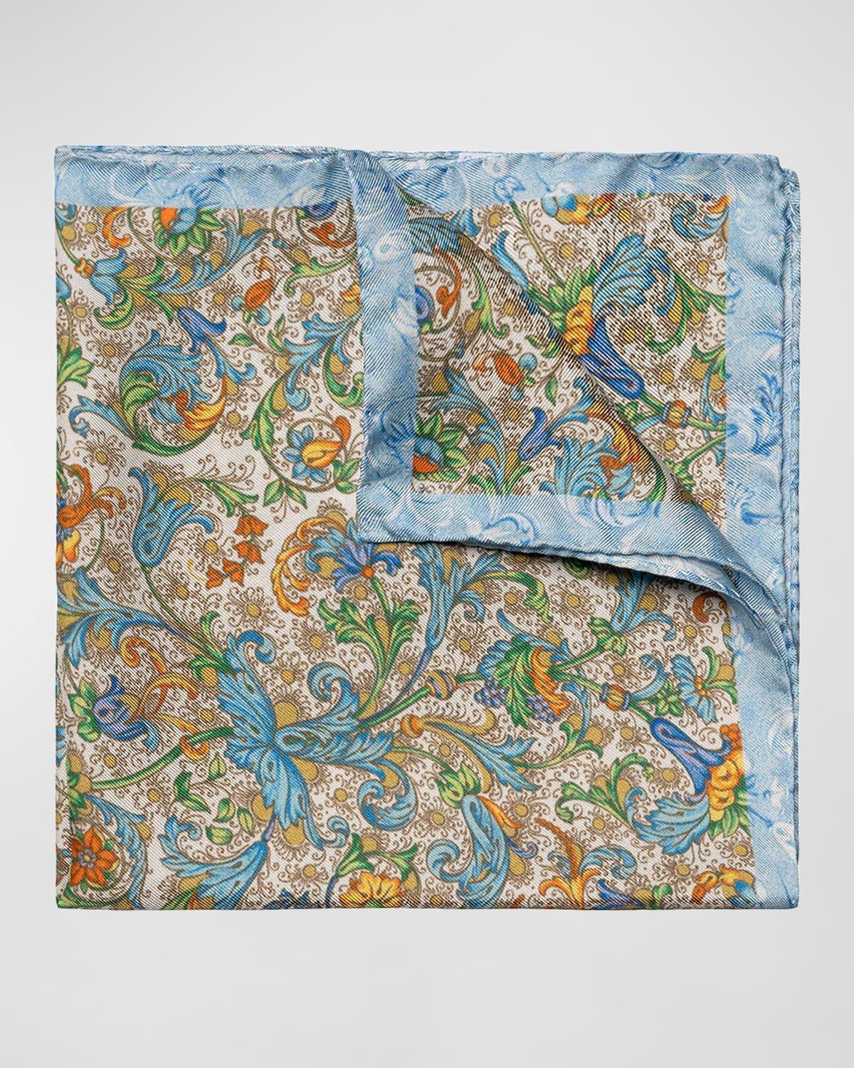 Mens Silk Multicolor Floral Pocket Square Product Image