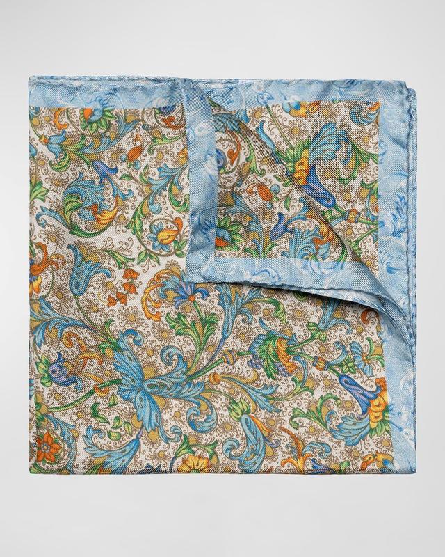 Mens Silk Multicolor Floral Pocket Square Product Image